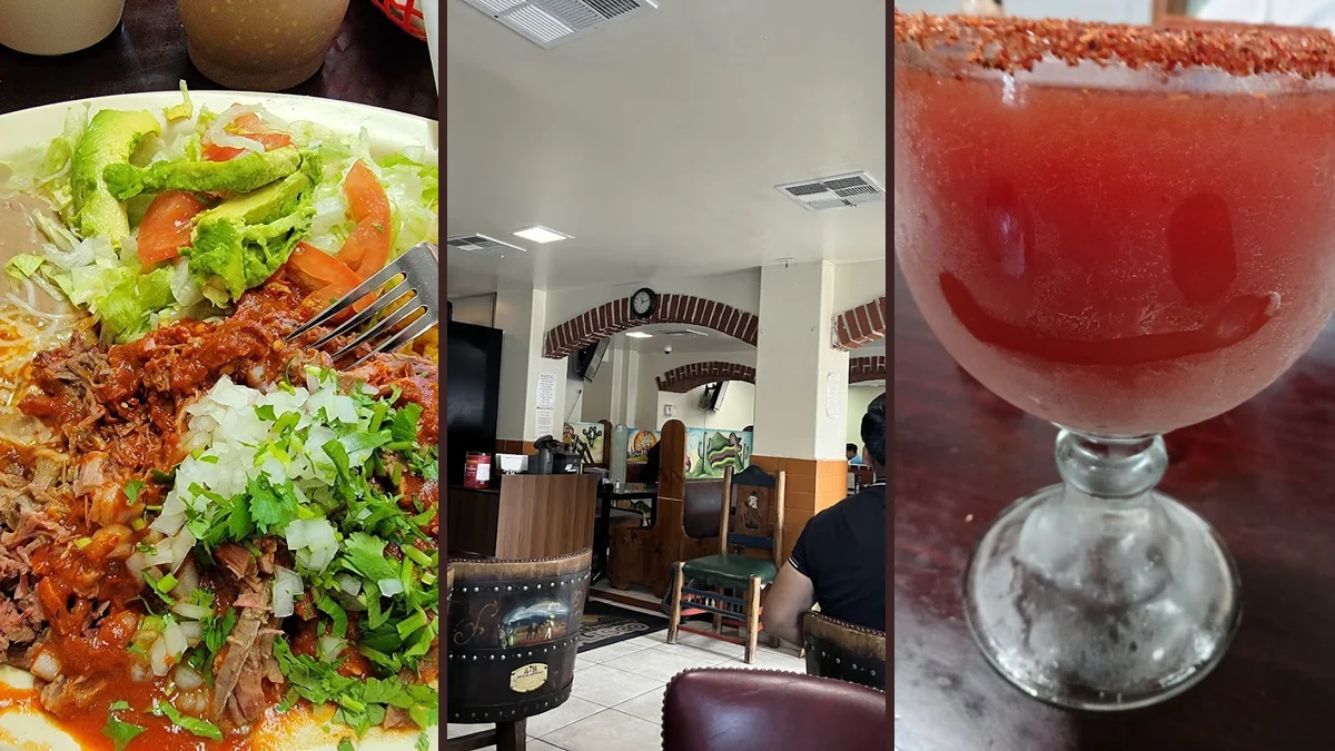 Colorful dishes served in a cozy restaurant dining room.