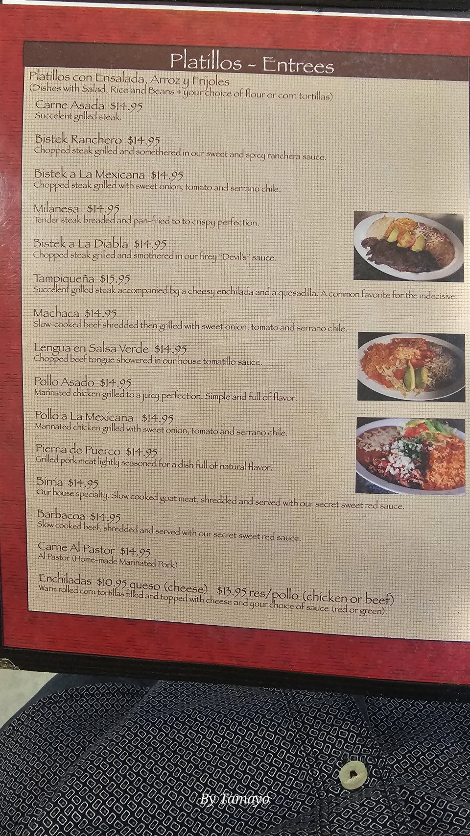 Menu page with drinks, small plates, and desserts.
